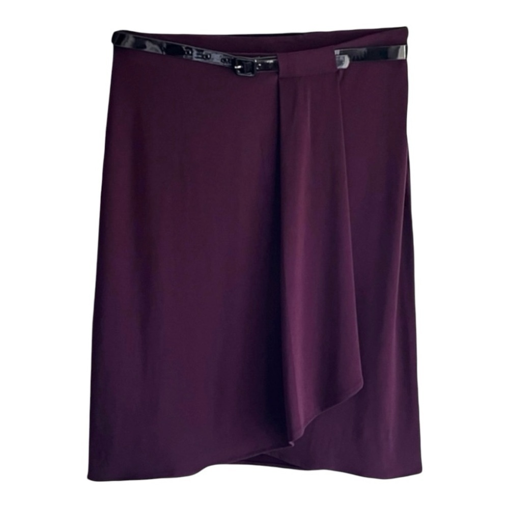 Grace Asymmetrical Mock Wrap Skirt w/ Belt - Plum Purple‌‌‌‌‌‌‌‌‌‌